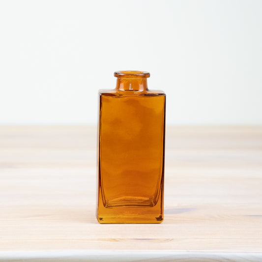 Amber Glass Bottle Vase 12cm – Vintage Style Bud Vase, Small Decorative Flower Holder for Shelf & Table Styling