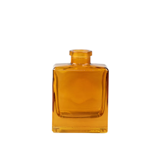 Ochre Glass Vase 10.5cm – Small Amber Decorative for Flowers – Modern Rustic Home Accent for Shelf, Mantel or Tabletop – Stylish Yellow