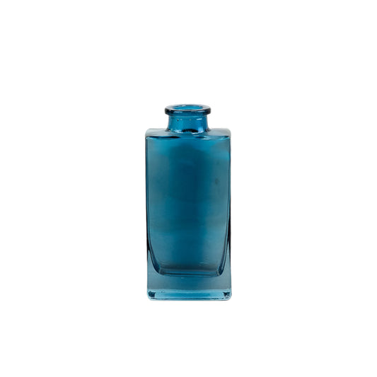Blue Glass Vase 12cm – Small Light Decorative Glass Bottle – Mini for Shelf, Windowsill or Tabletop – Compact Colourful Home Décor