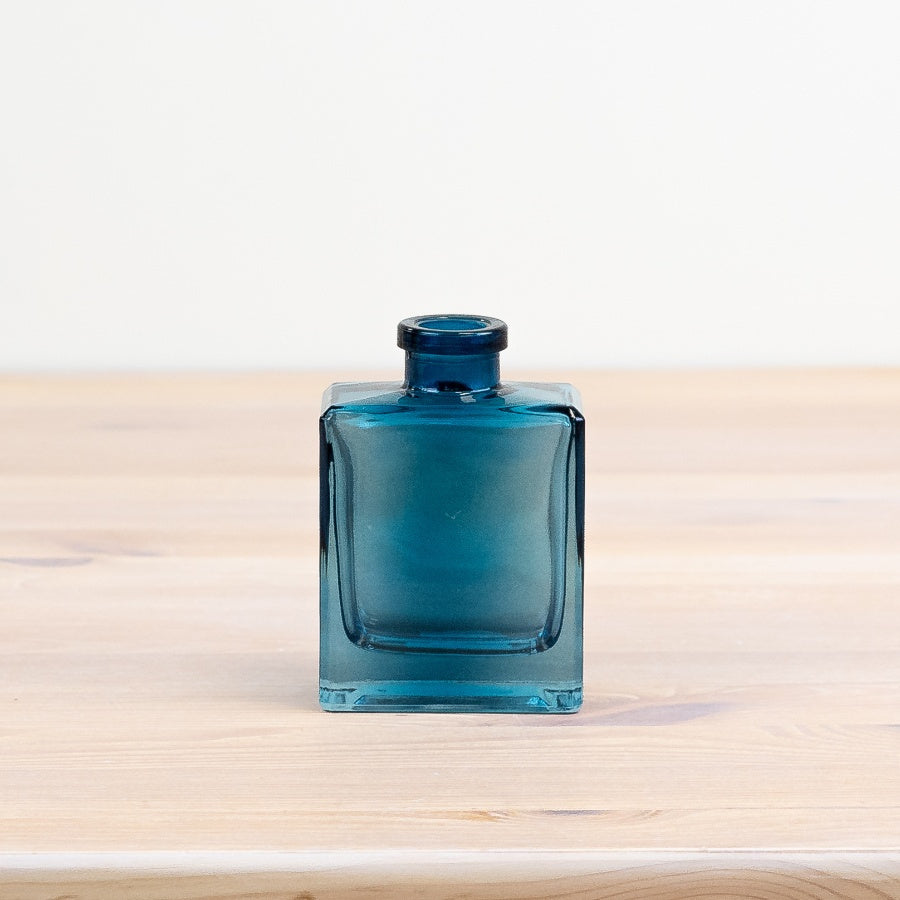 Blue Glass Vase 10.5cm – Small Light Blue Decorative Bud Vase – Compact Minimalist Glass Bottle for Shelves, Mantels, or Tabletop Display – Home Décor Accent
