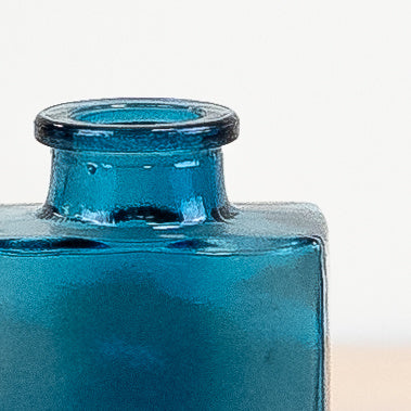 Blue Glass Vase 10.5cm – Small Light Blue Decorative Bud Vase – Compact Minimalist Glass Bottle for Shelves, Mantels, or Tabletop Display – Home Décor Accent