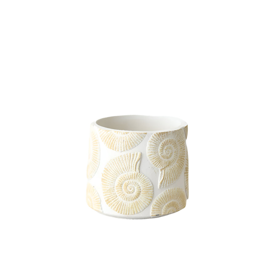 Small Sea Shell Ceramic Planter 12cm – Coastal Glazed Pot for Succulents, Herbs, or Mini Plants – Nautical Textured Indoor Decor for Beach-Themed Home or Bathroom