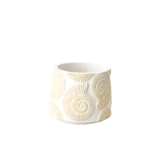 Sea Shell Patterned Planter 15cm – Coastal Ceramic Plant Pot with Textured Glazed Finish – Beach-Inspired Indoor Decor for Houseplants, Herbs & Ocean-Themed Rooms