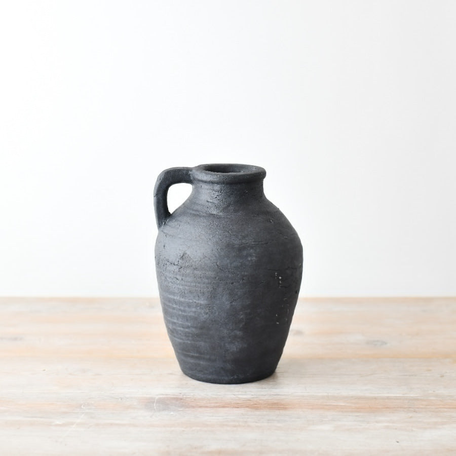 Farmhouse Jug Vase 23cm – Rustic Ceramic Pitcher Vase Neutral Home Decor Ellie Jug with Handle