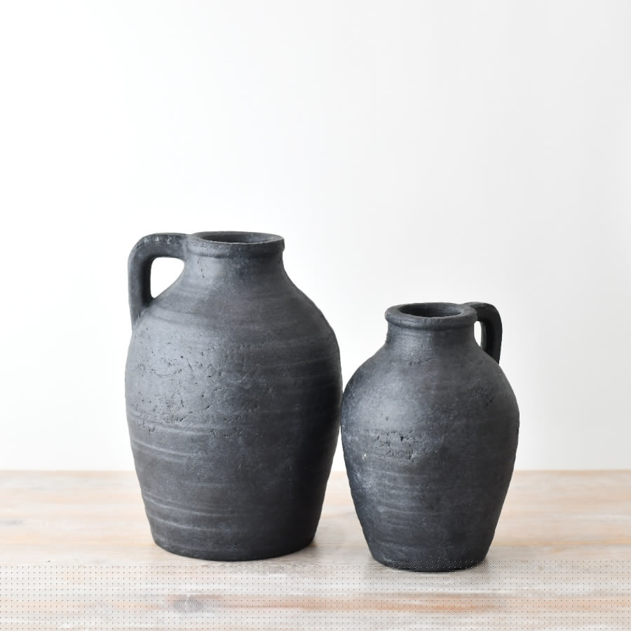 Farmhouse Jug Vase 23cm – Rustic Ceramic Pitcher Vase Neutral Home Decor Ellie Jug with Handle
