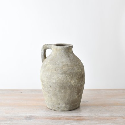 Farmhouse Ceramic Jug Vase 28cm – Large Rustic Pitcher Vase for Fresh or Dried Flowers – Neutral Vintage Home Décor for Kitchen, Hallway or Living Room – Sabrina Decorative Jug with Handle