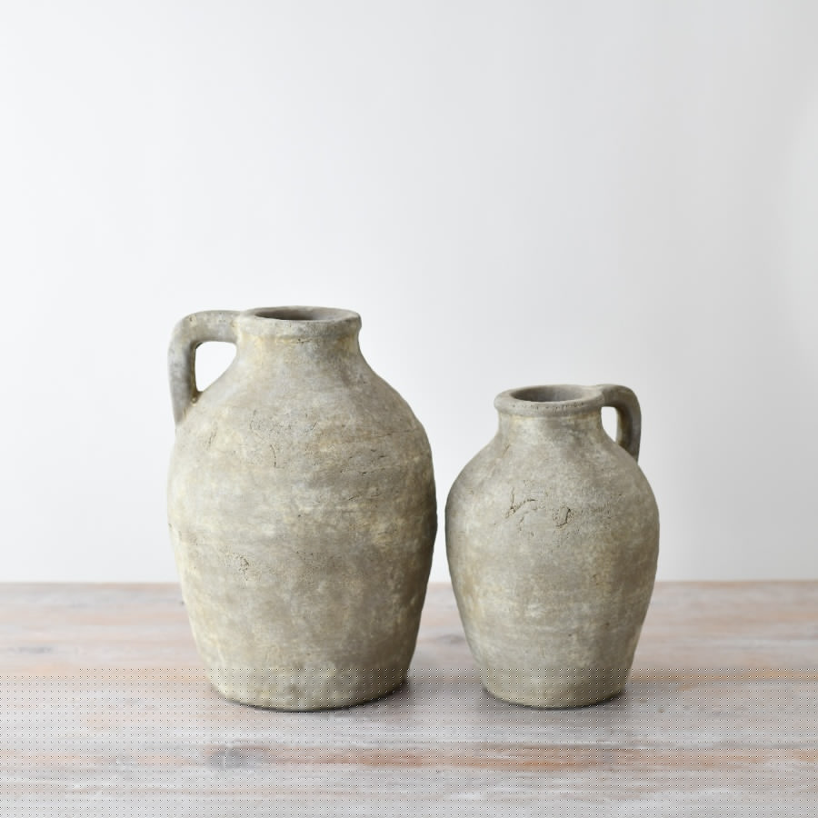 Farmhouse Ceramic Jug Vase 28cm – Large Rustic Pitcher Vase for Fresh or Dried Flowers – Neutral Vintage Home Décor for Kitchen, Hallway or Living Room – Sabrina Decorative Jug with Handle
