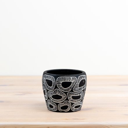 Jalia Planter Medium 11.5cm – Textured Ceramic Planter for Indoor Plants or Décor – Neutral Glazed Flower Pot for Minimalist or Rustic Interiors – Decorative Pot for Shelf, Tabletop, or Windowsill