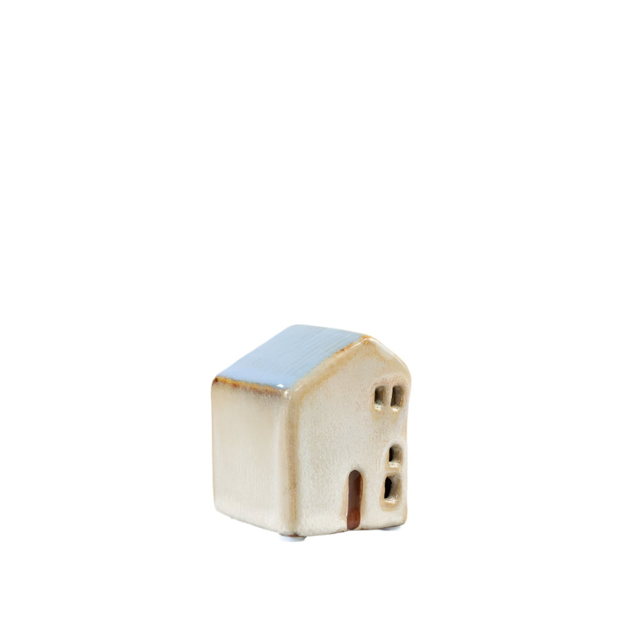 7cm Light Blue LED House Ceramic Soft Glow Cozy Home Decor Accent