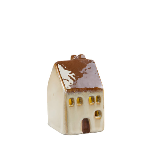 10cm LED Brown Roof House Ceramic Cozy Warm Light Rustic Home Decor