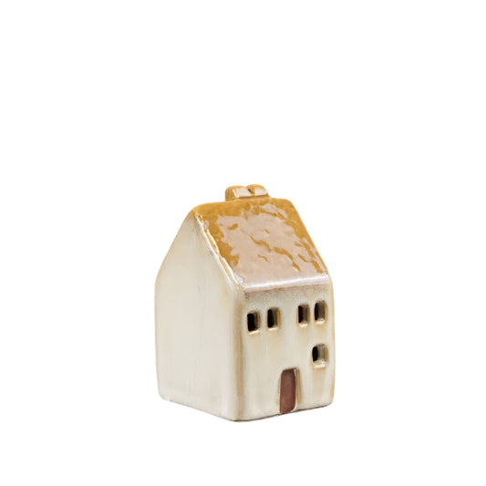 10cm Burnt Orange LED House Ceramic Warm Glow Rustic Home Decor Accent