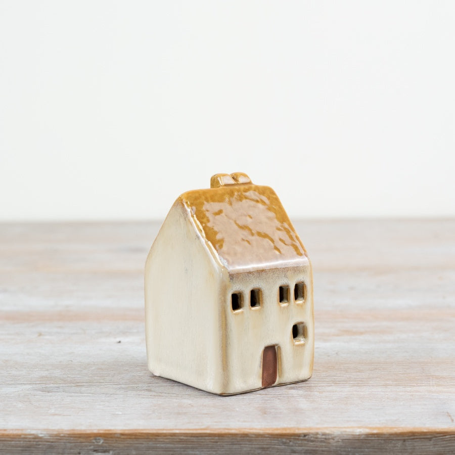 10cm Burnt Orange LED House Ceramic Warm Glow Rustic Home Decor Accent