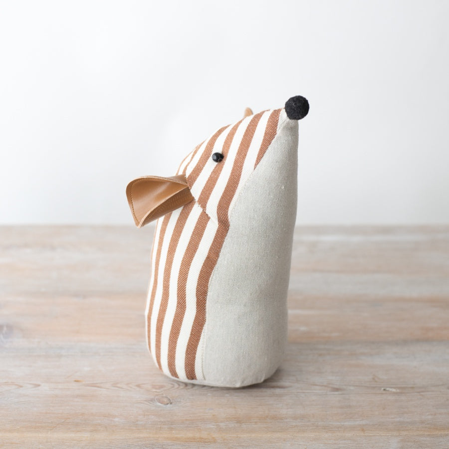 Striped Mouse Door Stop 26cm – Cute Weighted Fabric Animal Doorstop for Hallway, Nursery or Living Room – Quirky Brown Home Décor Gift for Pet Lovers – Soft Decorative Door Holder