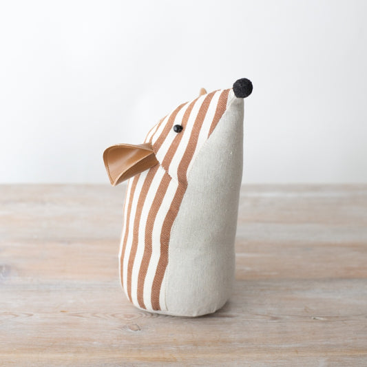 Striped Mouse Door Stop 26cm – Cute Weighted Fabric Animal Doorstop for Hallway, Nursery or Living Room – Quirky Brown Home Décor Gift for Pet Lovers – Soft Decorative Door Holder
