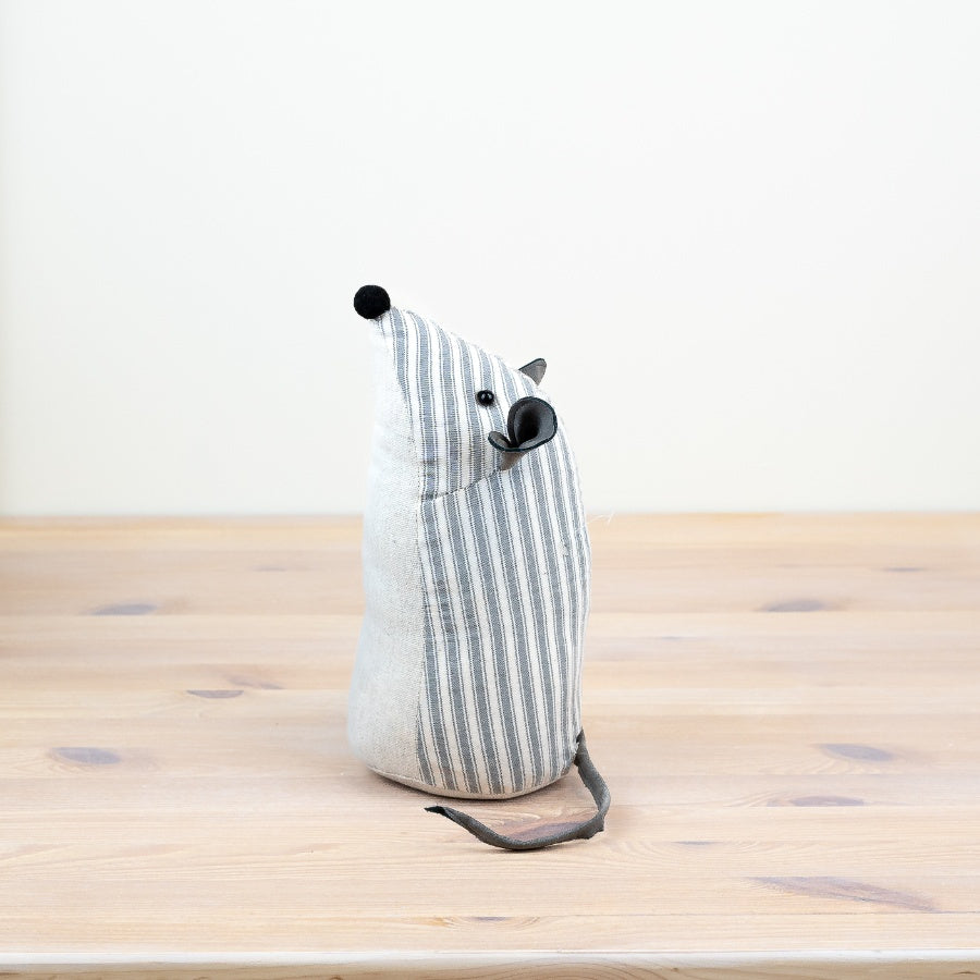 Striped Mouse Door Stop 26cm – Cute Weighted Fabric Animal Doorstop for Hallway, Nursery or Living Room – Quirky Blue Home Décor Gift for Pet Lovers – Soft Decorative Door Holder