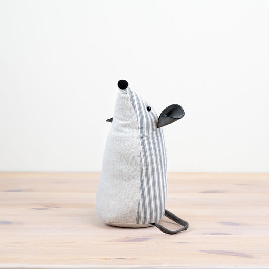 Striped Mouse Door Stop 26cm – Cute Weighted Fabric Animal Doorstop for Hallway, Nursery or Living Room – Quirky Blue Home Décor Gift for Pet Lovers – Soft Decorative Door Holder