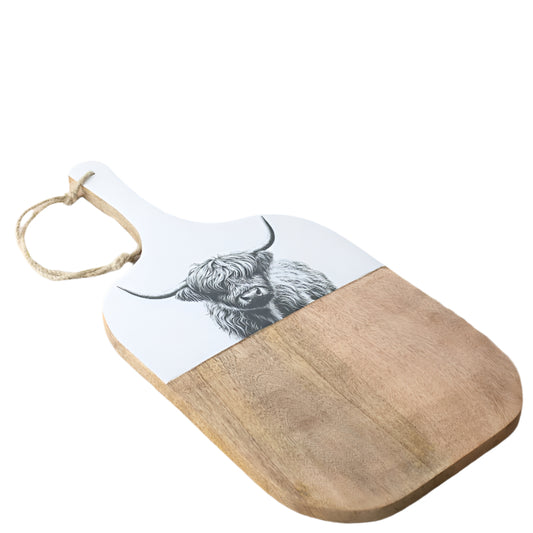 Highland Cow Wood Chopping Board – 50cm – Durable & Decorative – Ideal for Prep, Serving or Display – A Countryside-Inspired Touch for Rustic Kitchens
