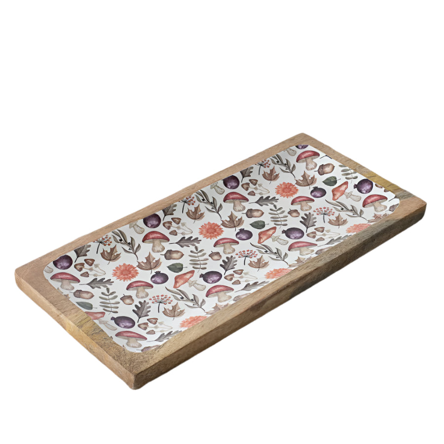 Mushroom Serving Tray – 30cm – Natural Wood with Whimsical Design – Ideal for Serving or Display – A Rustic, Cottage-Style Touch for Kitchens or Dining Areas