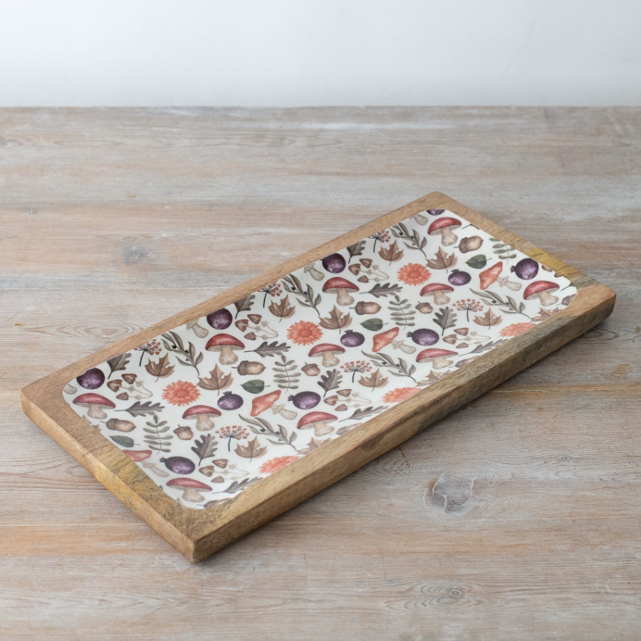 Mushroom Serving Tray – 30cm – Natural Wood with Whimsical Design – Ideal for Serving or Display – A Rustic, Cottage-Style Touch for Kitchens or Dining Areas