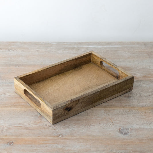 Wooden Serving Tray with Handles Rustic Wooden Breakfast Tray Food Serving Home Décor Kitchen Accessory 30cm Item #71979