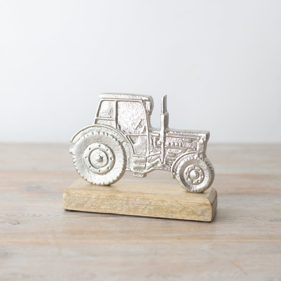 Tractor on Wood Base Decoration – 15cm – Rustic Farmhouse Style – Colourful Wooden Tractor Ornament – Perfect for Kids’ Rooms, Gifts, or Country-Themed Decor