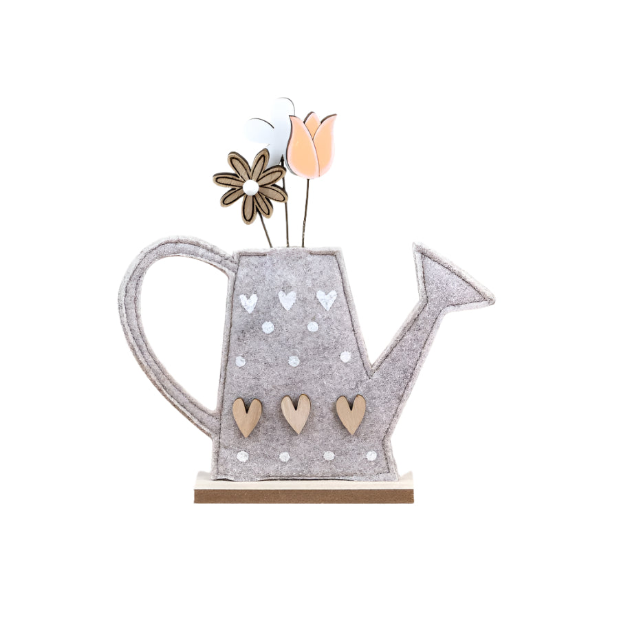Watering Can with Faux Floral Arrangement – 25cm Spring Home Decor – Pastel Flower Display – Vintage Metal Can Centerpiece – Gift for Easter or Mother's Day