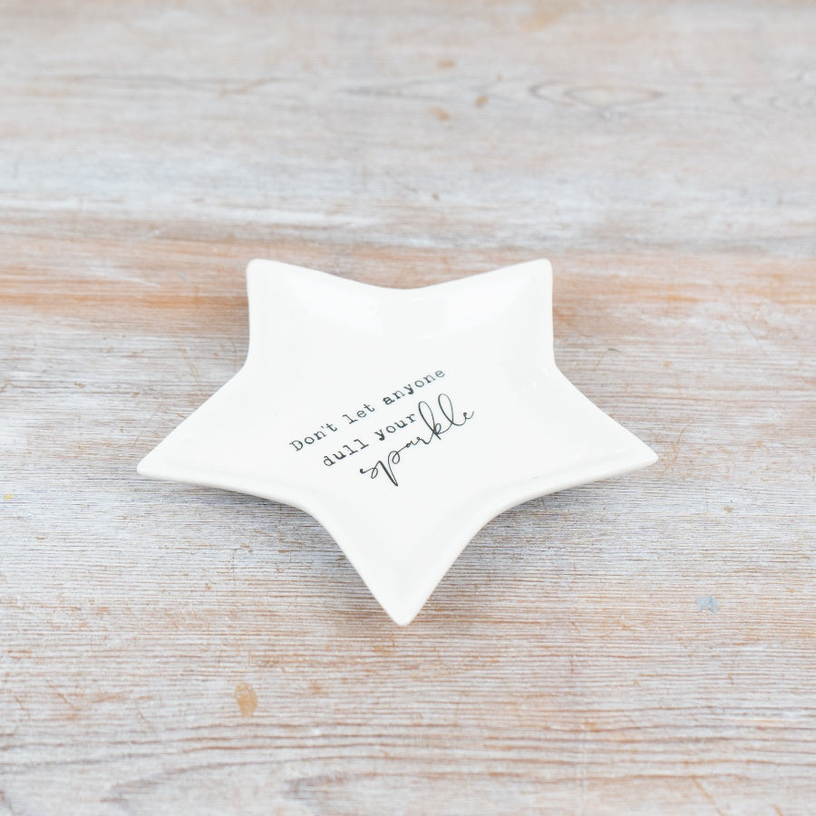 Star Trinket Dish 13cm Porcelain Jewellery Holder with Inspiring Quote