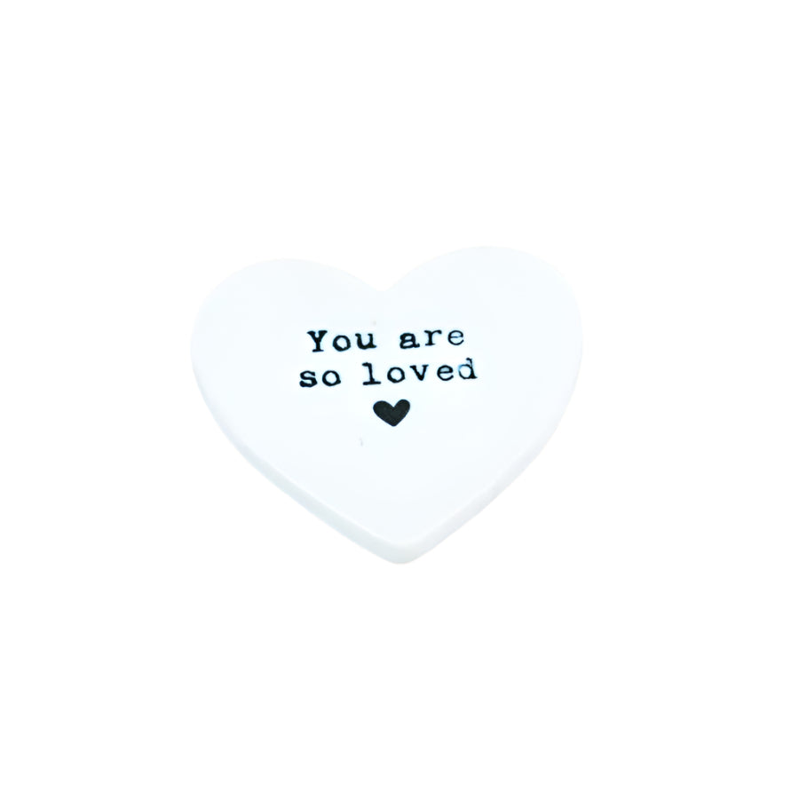 So Loved Heart Token – 4cm Ceramic Keepsake Gift – Angel Design with Comforting Message – Pocket-Sized Token of Love & Support – Hand-Painted Detail