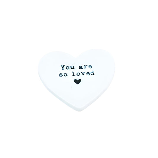 So Loved Heart Token – 4cm Ceramic Keepsake Gift – Angel Design with Comforting Message – Pocket-Sized Token of Love & Support – Hand-Painted Detail
