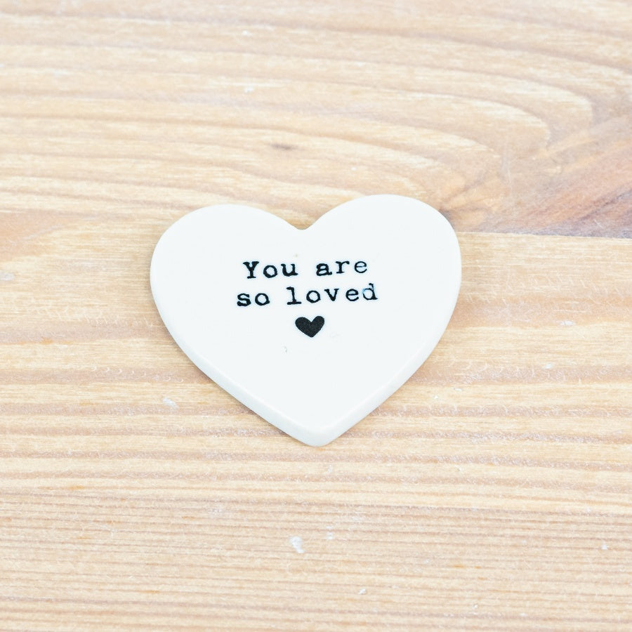 So Loved Heart Token – 4cm Ceramic Keepsake Gift – Angel Design with Comforting Message – Pocket-Sized Token of Love & Support – Hand-Painted Detail
