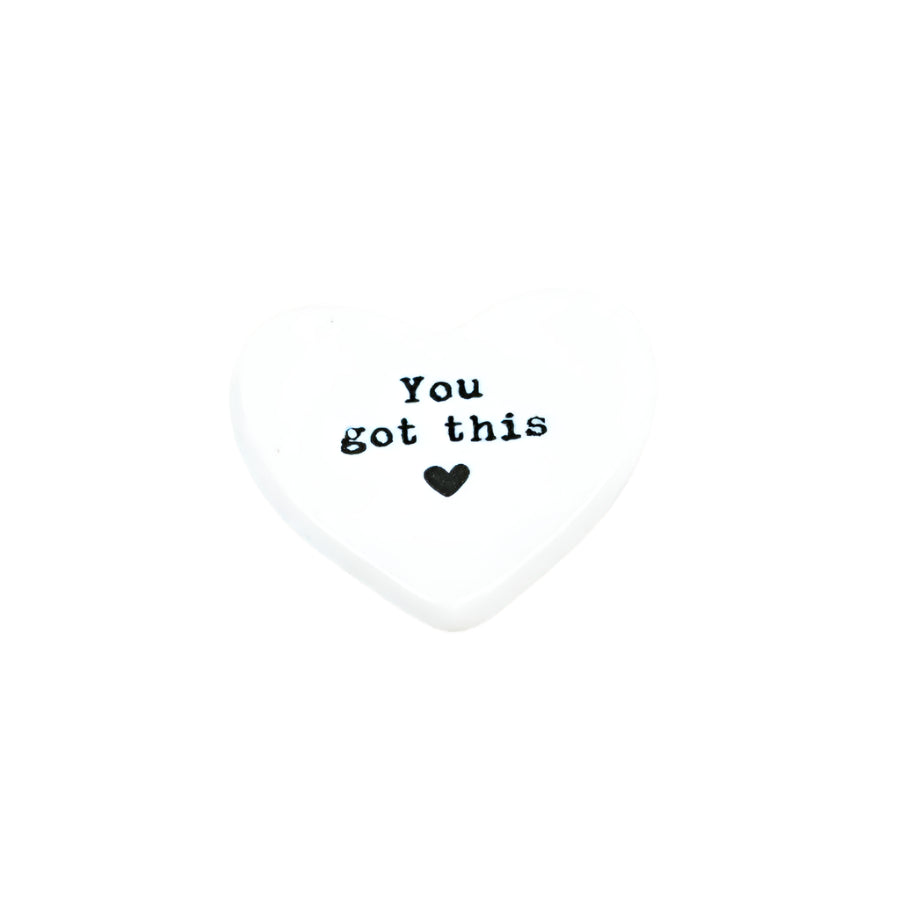 Heart Token – You Got This – 4cm Ceramic Keepsake Gift – Angel Design with Encouraging Message – Hand-Painted Token of Support & Strength