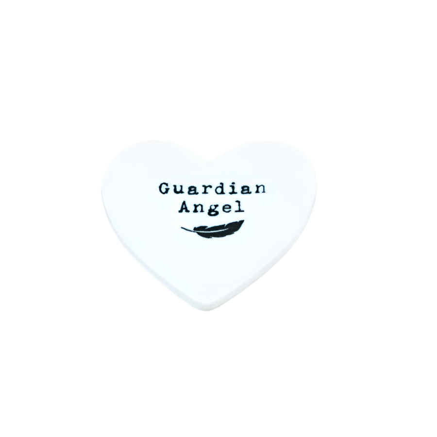 Guardian Angel Heart Token – 4cm Ceramic Keepsake – Hand-Painted Angel Design – Encouraging Gift of Comfort & Protection – Ideal for Personal Support