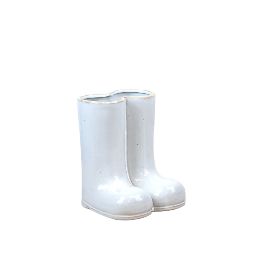 Glazed Boots Vase – 15.5cm Ceramic – Quirky Wellington Boot Shape – Ideal for Floral Arrangements & Décor – Perfect Gift for Garden Lovers