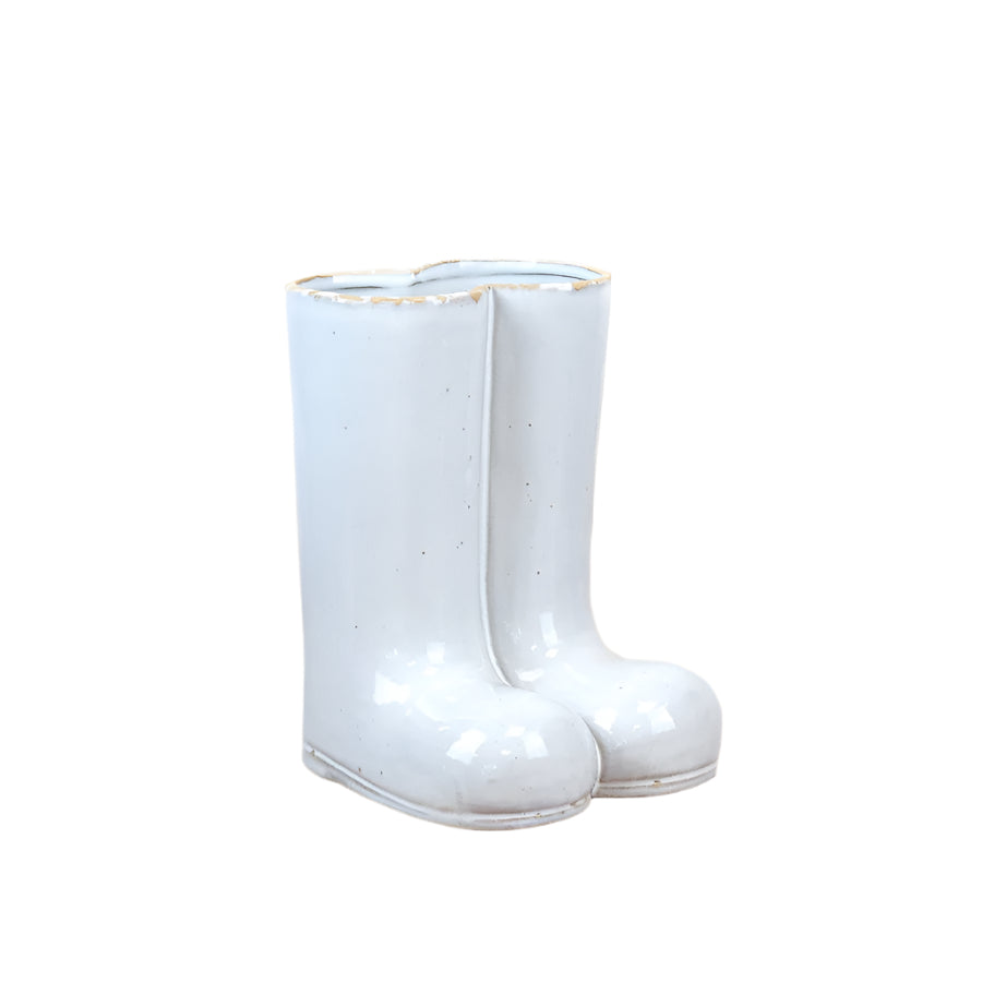 Glazed Boots Vase – 20.5cm Ceramic – Quirky Wellington Boot Shape – Ideal for Floral Arrangements & Décor – Fun Gift for Garden Lovers