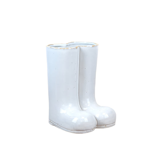 Glazed Boots Vase – 20.5cm Ceramic – Quirky Wellington Boot Shape – Ideal for Floral Arrangements & Décor – Fun Gift for Garden Lovers