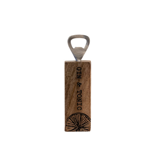 Gin & Tonic Bottle Opener 16cm – Rustic Metal Bar Tool with Fun Quote & Wood Handle – Gift for Gin Lovers, Cocktail Fans & Home Bar Enthusiasts
