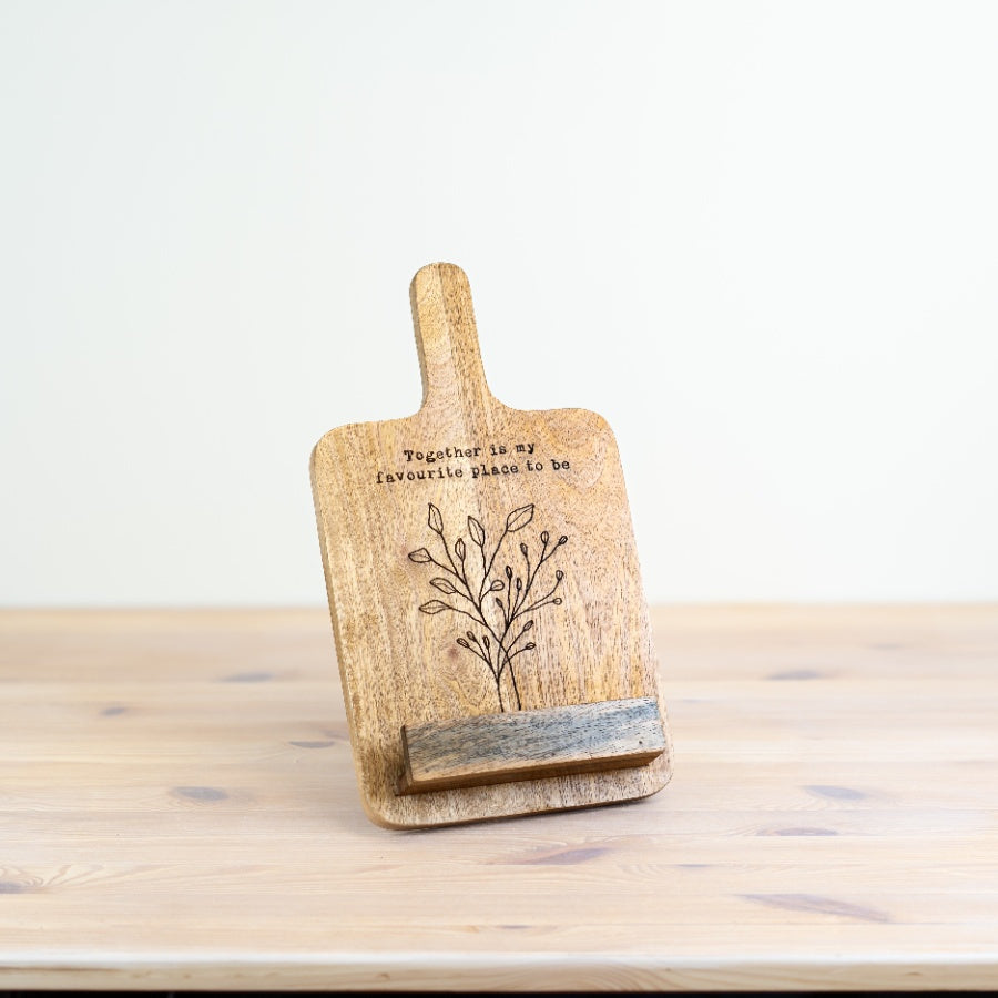 Tree Design Recipe Board with Stand 32cm – Wooden Cookbook Holder Rustic Kitchen Display Stand for Recipes