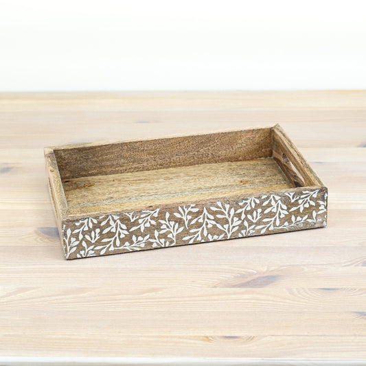 Mango Wood Flower Serving Tray 30cm – Handcrafted Unique Flower Shape – Decorative and Functional Tray for Snacks, Fruits, or Pastries – Rustic Natural Wood Finish