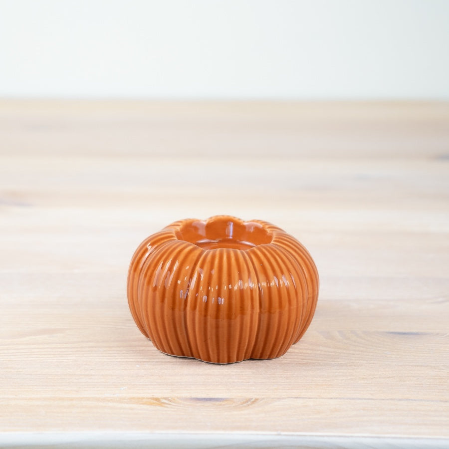 Orange Pumpkin Candle Holder, 9.3cm
