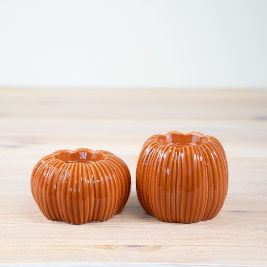 Orange Pumpkin Candle Holder, 9.3cm