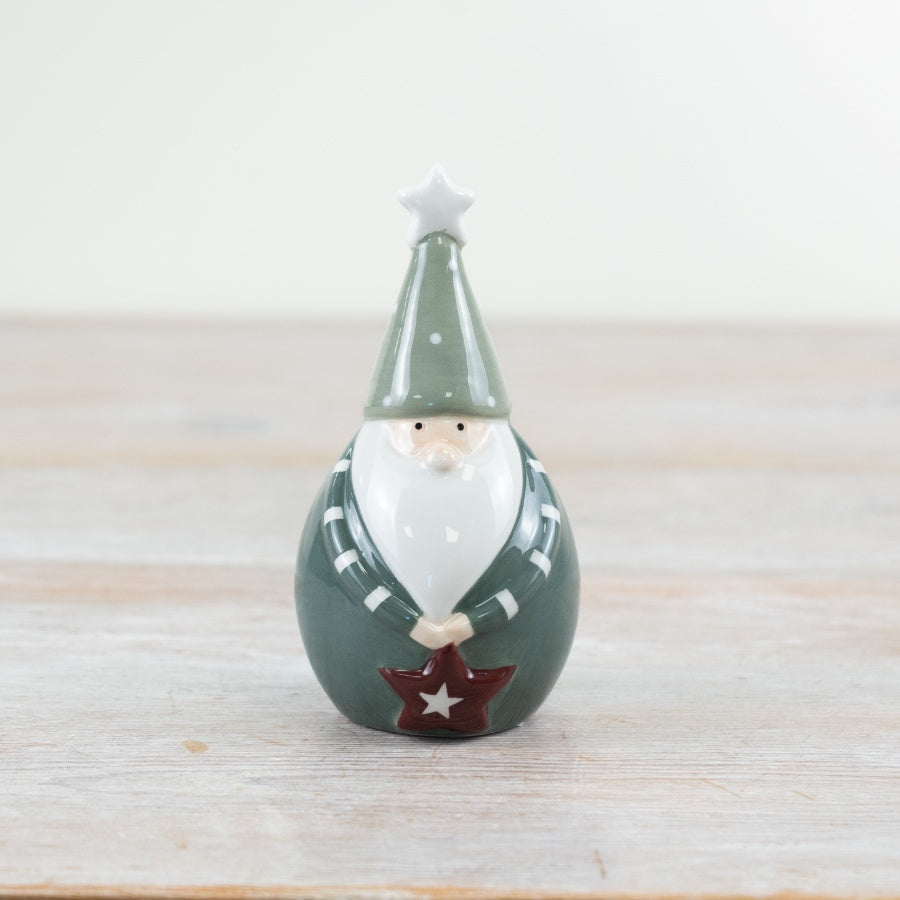 Fat Green Santa Ornament, 12cm