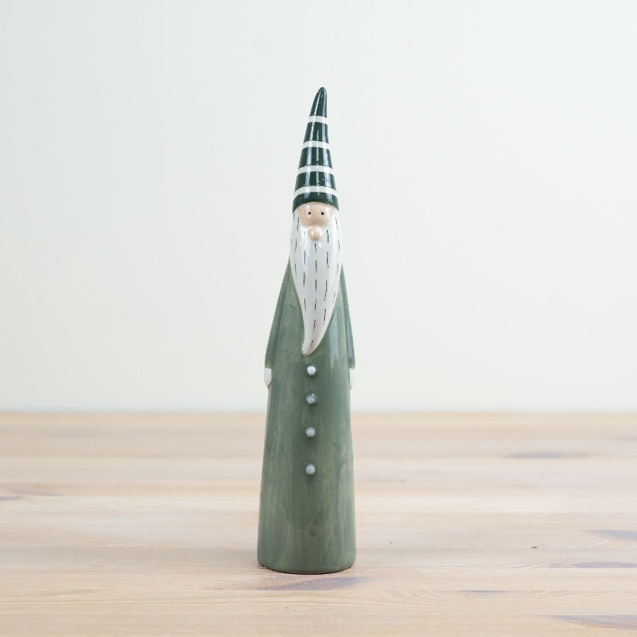 Tall Green Santa Ornament, 22cm