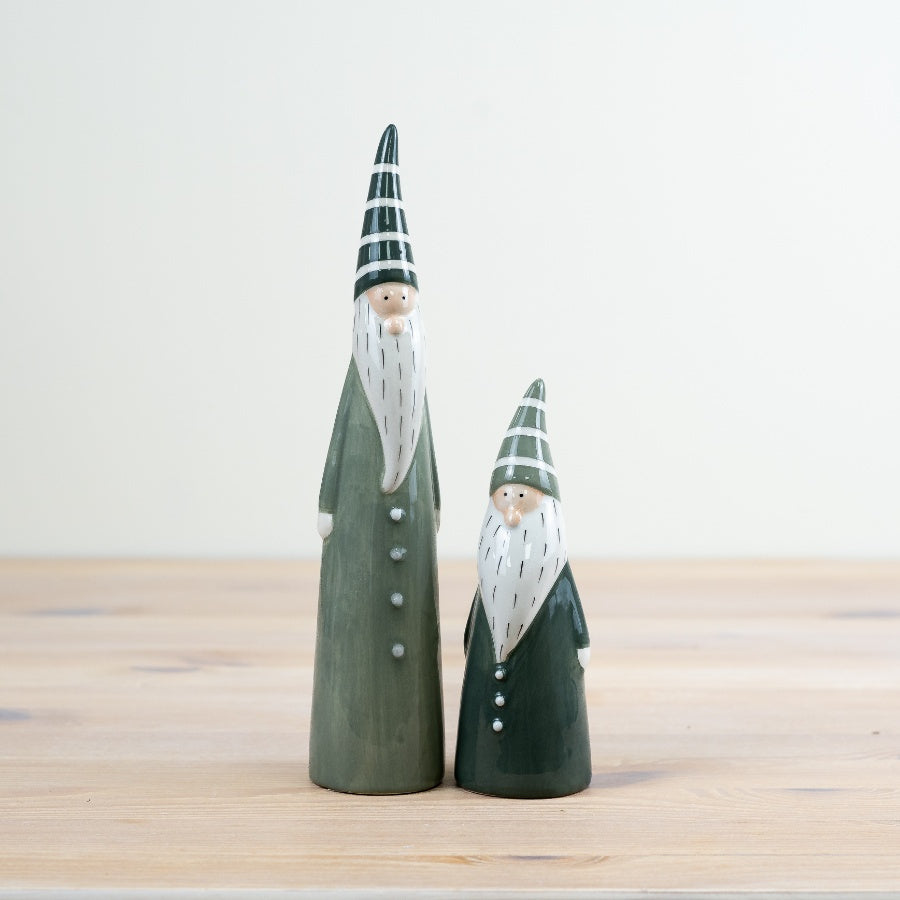 Tall Green Santa Ornament, 22cm