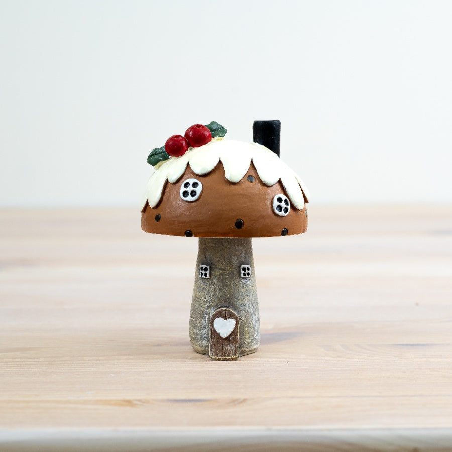 Xmas Pudding Roof House Decoration 10cm Whimsical Festive Ornament