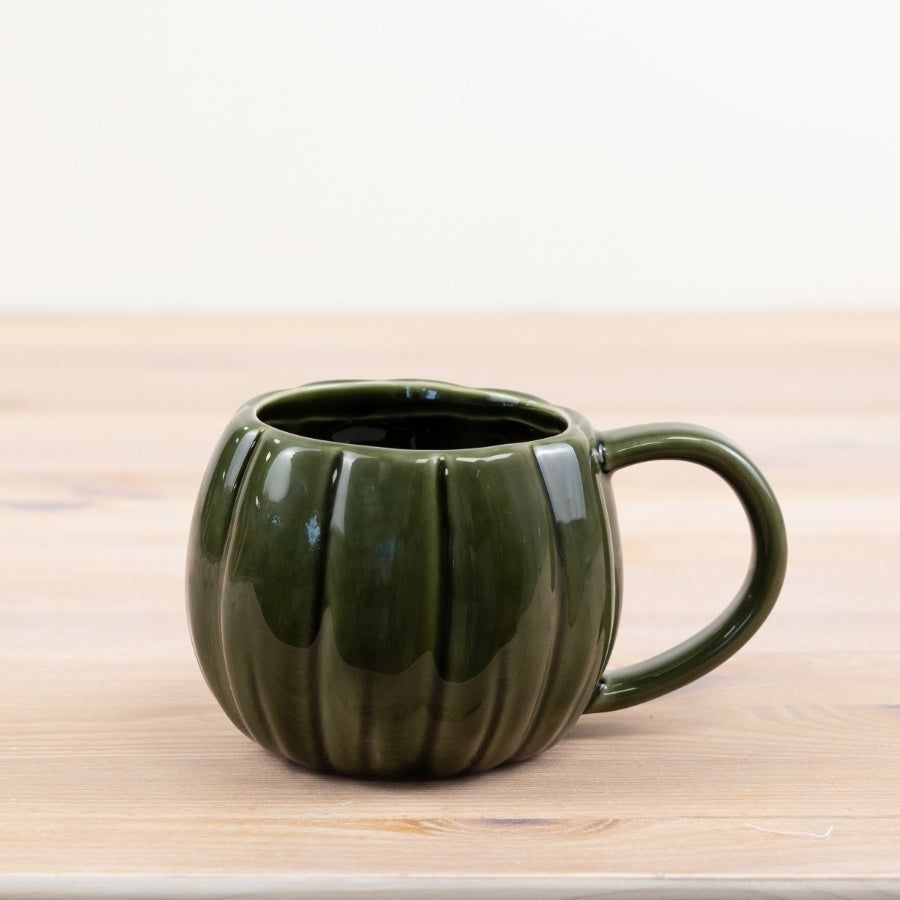 Green Pumpkin Mug 14.5cm Autumn Coffee Tea Cup, Cosy Seasonal Drinkware