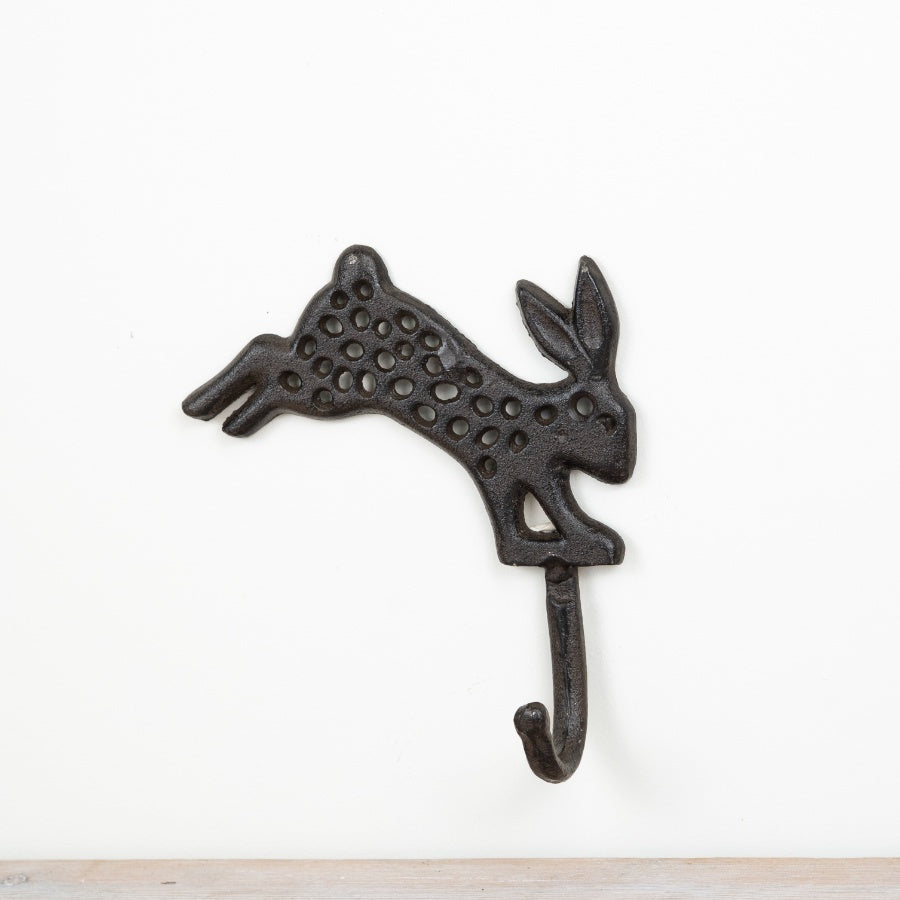 Hare Cast Iron Hook 14cm Rustic Animal Wall Hook Durable Heavy Duty Decor