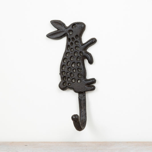 Rabbit Hook 16.5cm Cast Iron Cute Animal Wall Hook Rustic Home Decor