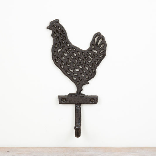 Hen Cast Iron Hook 20cm Rustic Farmhouse Wall Hook Durable Heavy Duty