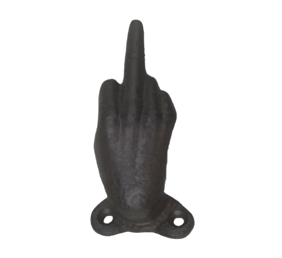 Cast Iron Middle Finger Hook 10cm Unique Bold Wall Hook Rustic Decor