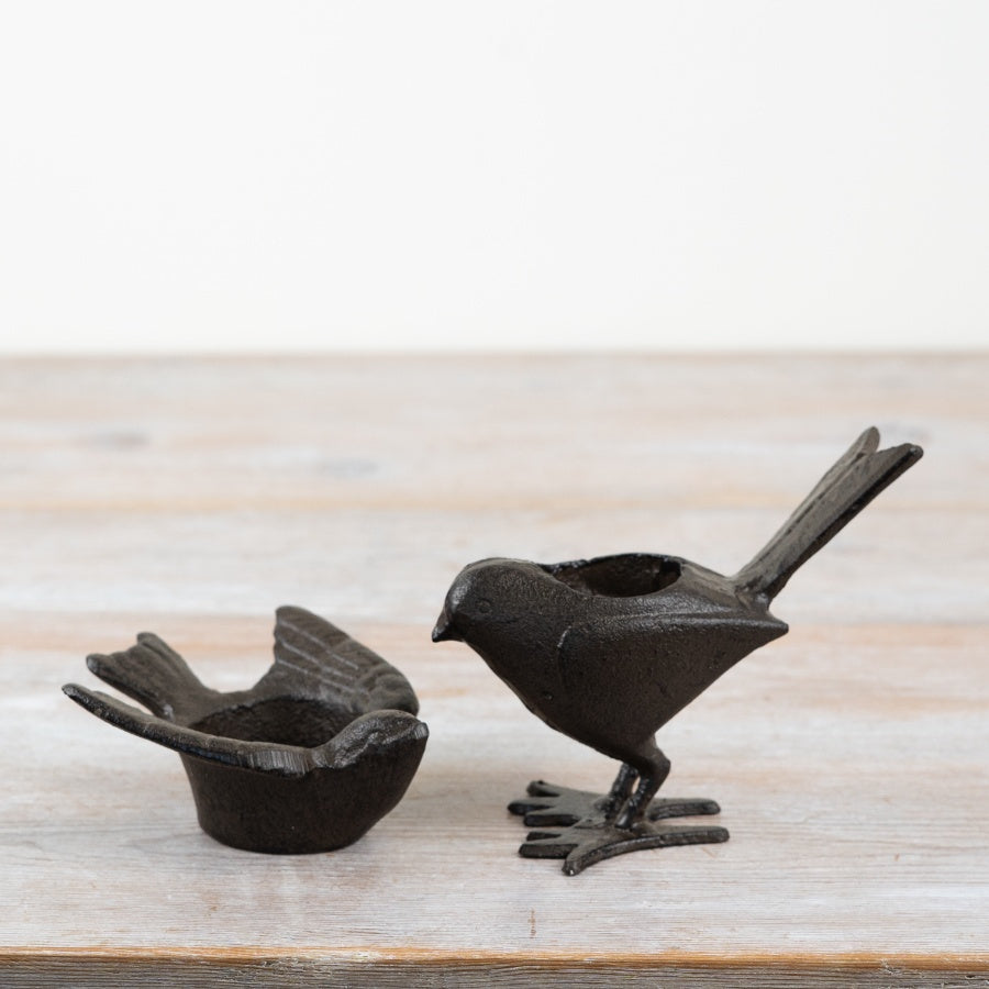 Cast Iron Bird Candle Holder 14cm Decorative Bird Design Home Accent